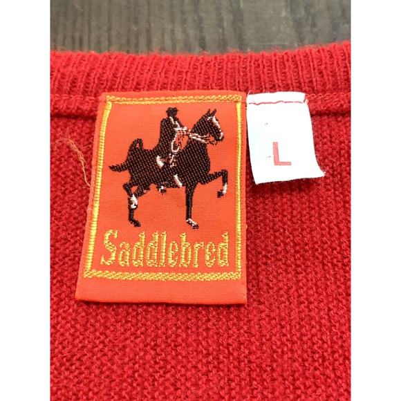 Vintage Saddlebred Belk Stores Services Sweater Red Polo Horse Size Large L - Picture 6 of 11